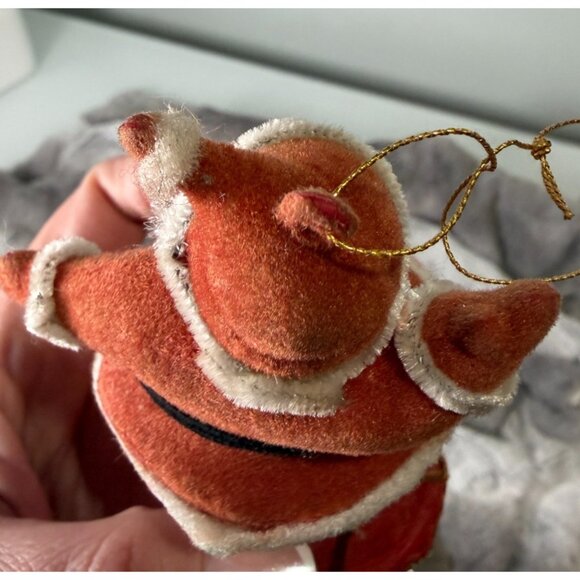 VTG Mr. Christmas Santa Claus Flocked Dancing on Drum Ornament 1972 - Picture 7 of 16